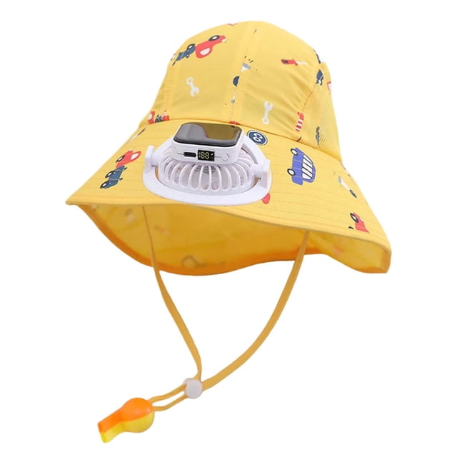 MIASHUI Wide Brim Solar Fan Hat for Kids Summer Outdoor UPF 50+ Sun Hat,Yellow