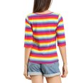 thumbnail image 3 of INSPIRE CHIC T-Shirt pour Femme à Manches au Coude, Col Rond, Coupe Ajustée, Basique, Décontracté, Imprimé, S Multicolore, 3 of 8