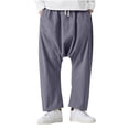 thumbnail image 2 of Yusimy Men's Casual Drop-Crotch Pants Elastic Waist with Drawstring Solid Color Loose-Fit Streetwear Style Functional Trousers with Pockets, 2 of 5