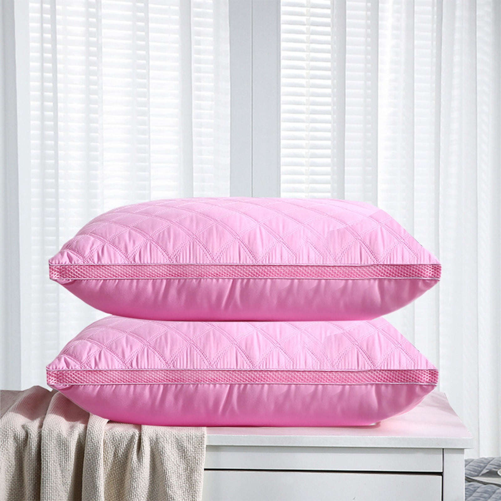 TIMIFIS Bedding Size Bed Pillow White Cool Hotel Quality Corner Propped Pillow For Back Flat Or Side Sleeping