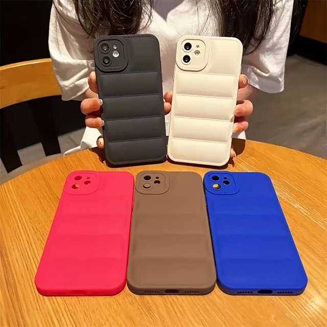 Down Jacket-Shaped 3D Phone Case for iPhone 14 Plus/13/12/11 Pro Max/XS Max/XR/8/7 Plus/SE3/SE2, Fashionable Solid Color Design with Soft Shock Absorption, Scratch & Fingerprint Resistance, Durable &