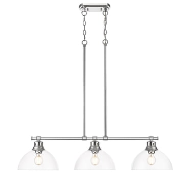 Duncan Pendentif Linéaire 3 Lumières en Chrome avec Verre Clair