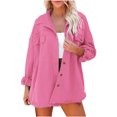 thumbnail image 1 of IROINID Manteau Blouson Mi-Long pour Femme, Col à Revers, Couleur Unie, Manches Longues, Coupe Ample, Veste à Revers pour Dames, Manteau avec Poches, Vêtement d'Extérieur, Rose, 1 of 9