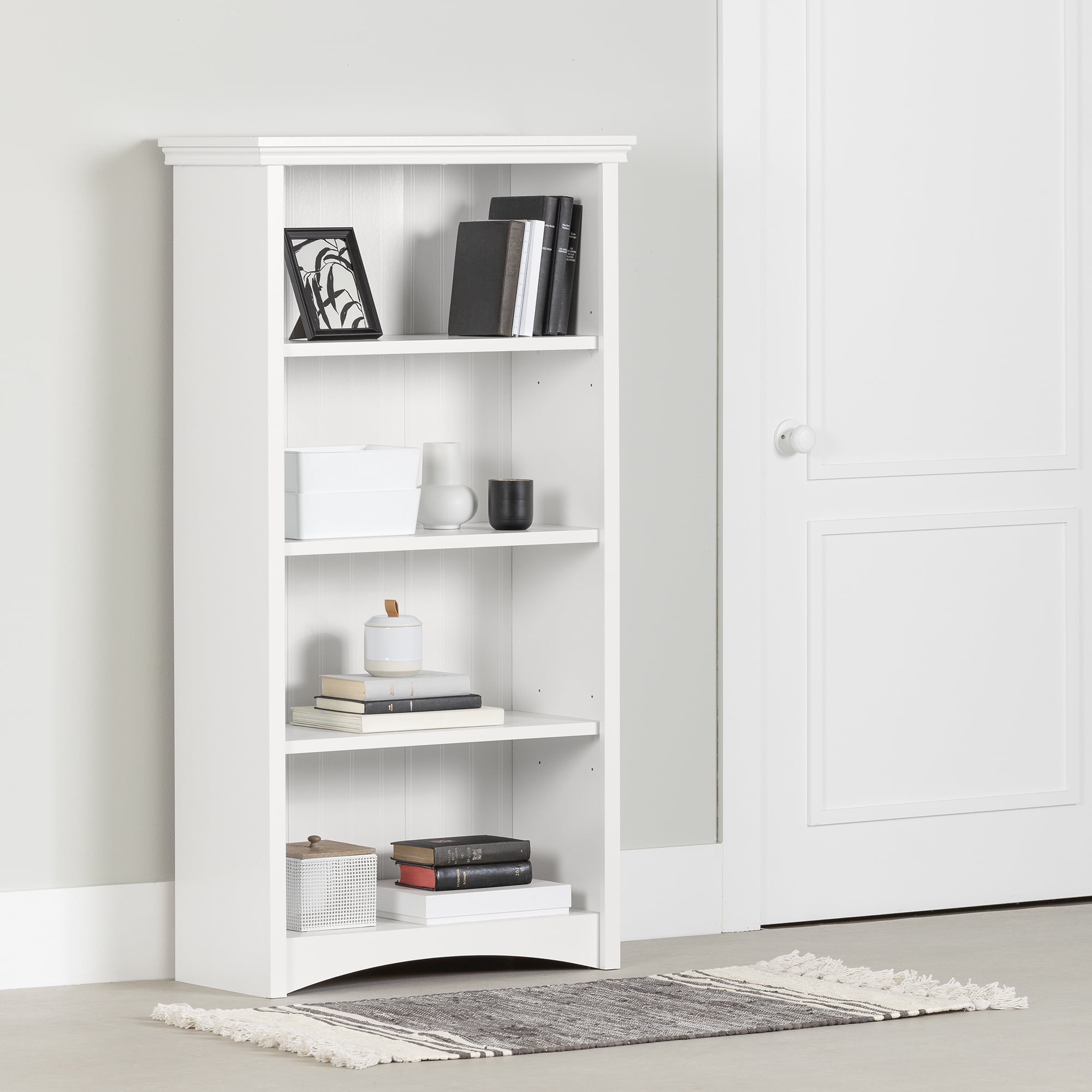 South Shore Gascony 4-Shelf Bookcase for Adult, in Pure White