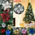 thumbnail image 4 of 10X Christmas 11cm Poinsettia Glitter Flower Tree Hanging Party  Decor, 4 of 7