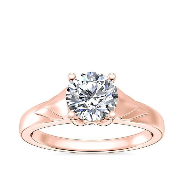 1.05 Carat Excellent Round Cut Real Diamond New Design Solitaire Ring for Wedding Solid 18K Rose Gold Size 11