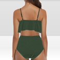 thumbnail image 3 of Jovati Beach Bikini Set for Women, Ruffled Tank Top with Removable Padded Bra and High-Waisted Bottom, Nylon Spandex Blend, Solid Color, Summer Swimwear, 3 of 7