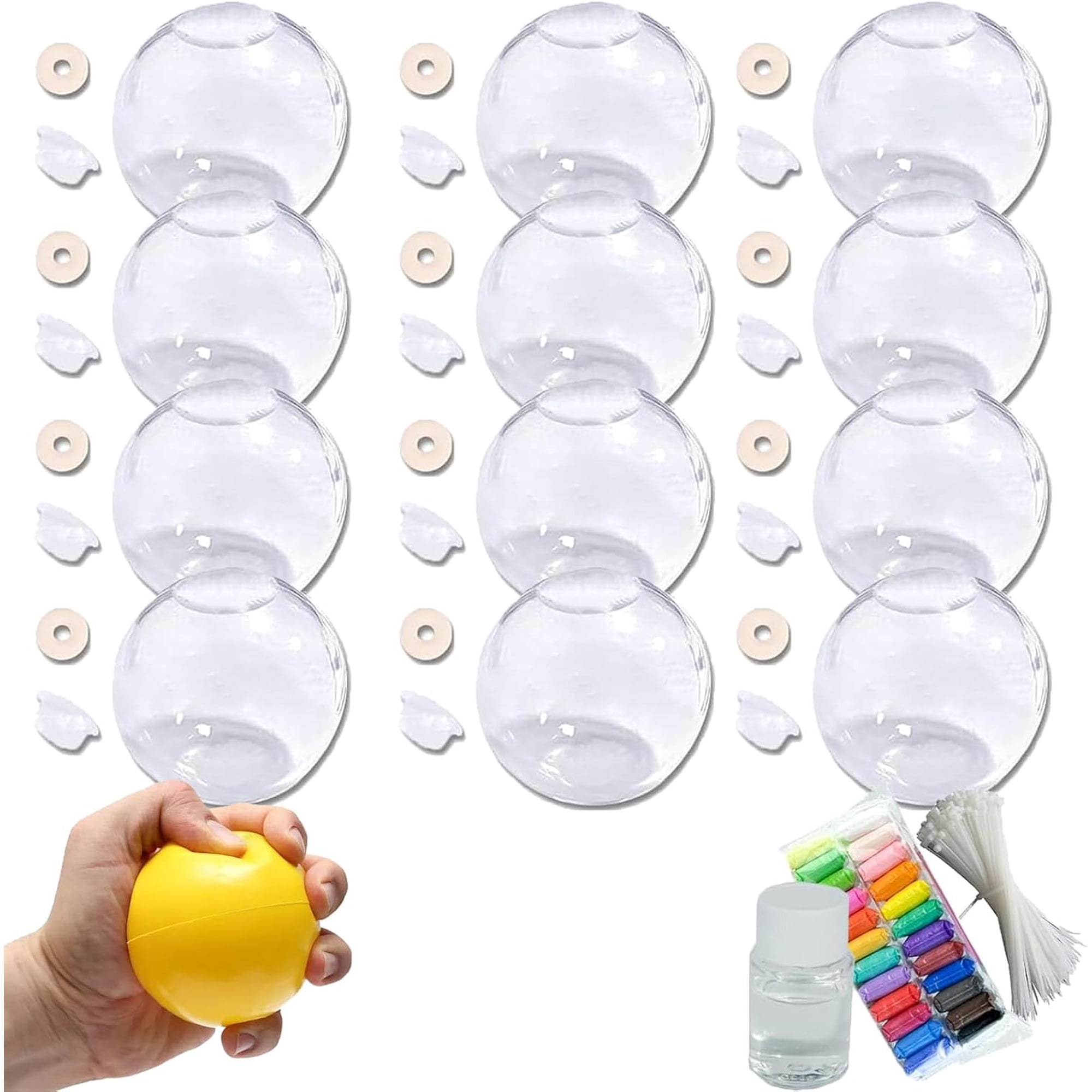 Kit DIY Balles Anti-stress Milky Blank – Squishies à Remplir, 6 Coques Transparentes + 1 Blanche + 2 Pattes De Chat – Cadeau Créatif Pour Relaxation