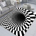 thumbnail image 2 of Optical Illusion Rug 3D Stereo Checkered Vortex - Non-Slip Black & White Plaid Area Rug for Home Decor, 2 of 2