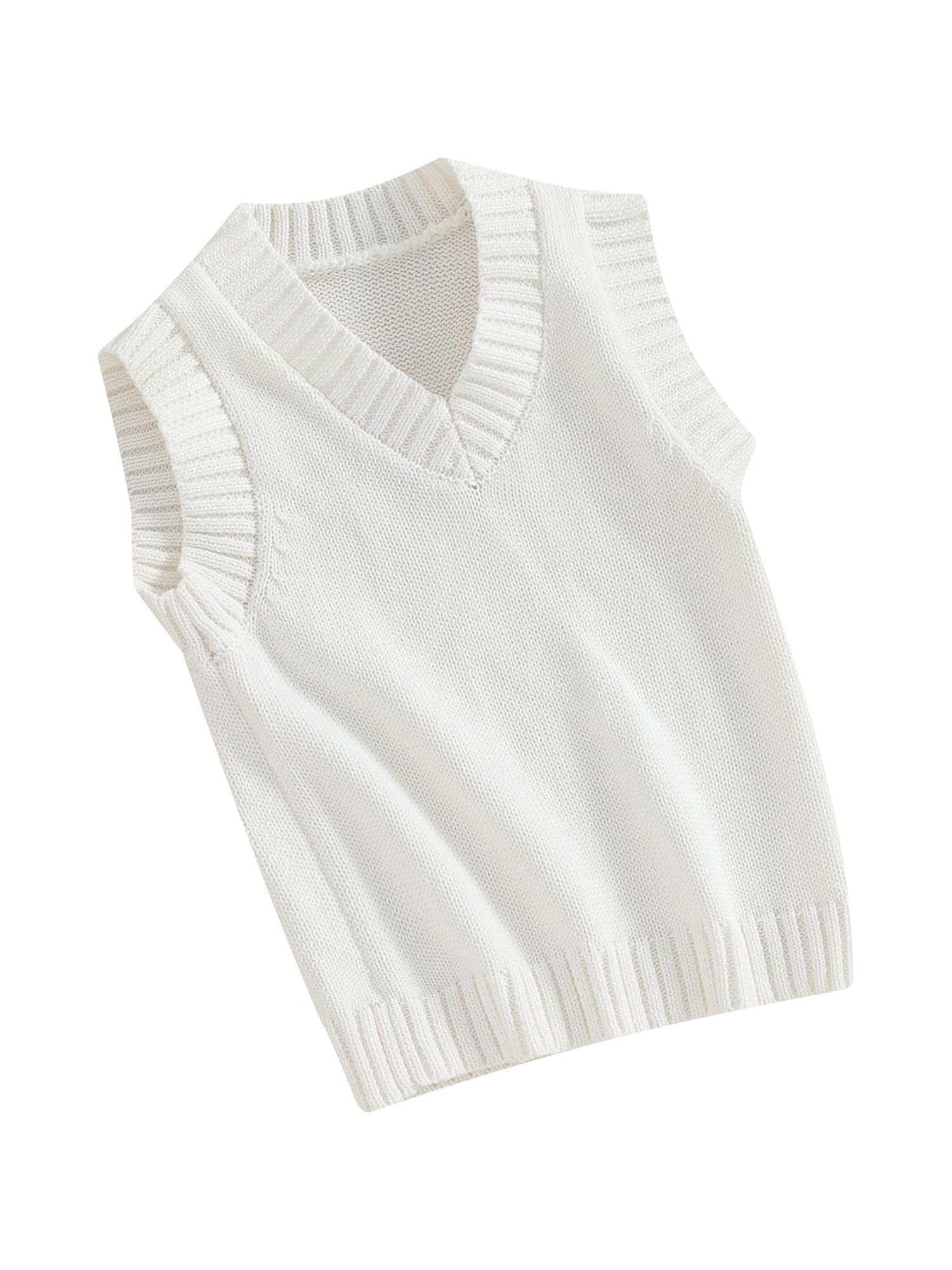 FOCUSNORM Toddler Sweater Vest Lightweight Sleeveless V Neck Solid Color Pullover Knitted Tank Tops