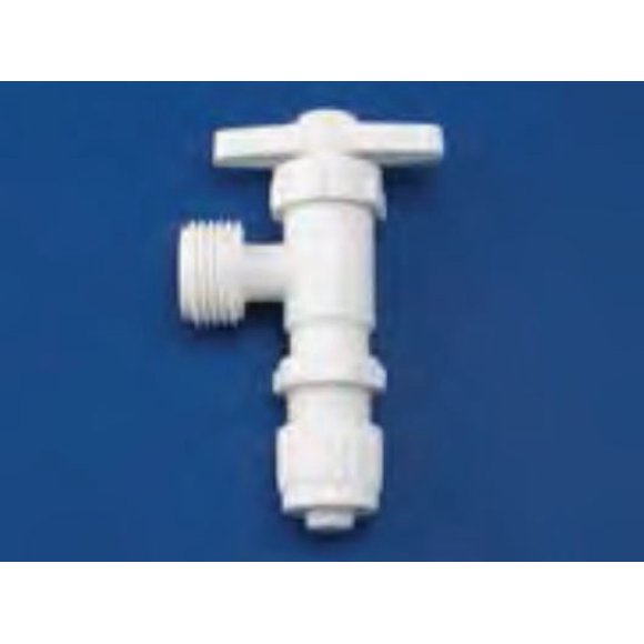 Elkhart Supply Fresh Water Shut Off Valve 16886 Flair-It; Stop Valve; 1/2 Inch Male Pipe Thread x Hose Bibb; White; Plastic; Single