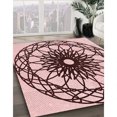 thumbnail image 3 of Ahgly Company Tapis d'Intérieur Ronds de Style Transitionnel Lavables à la Machine, Rouge Pâle Rose, 3 Pieds Rond, 3 of 7