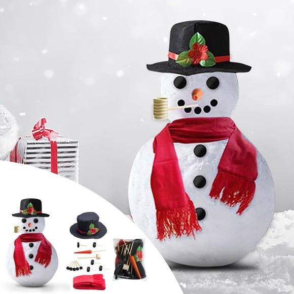Snowman Decorating Kit 14 Pieces Snowman Making Kit for Kids Winter Outdoor Activity,DIY Snowman Dress Up Set with Hat Scarf Eyes Nose Arms,Family Fun Craft Supplies for Children Party Game