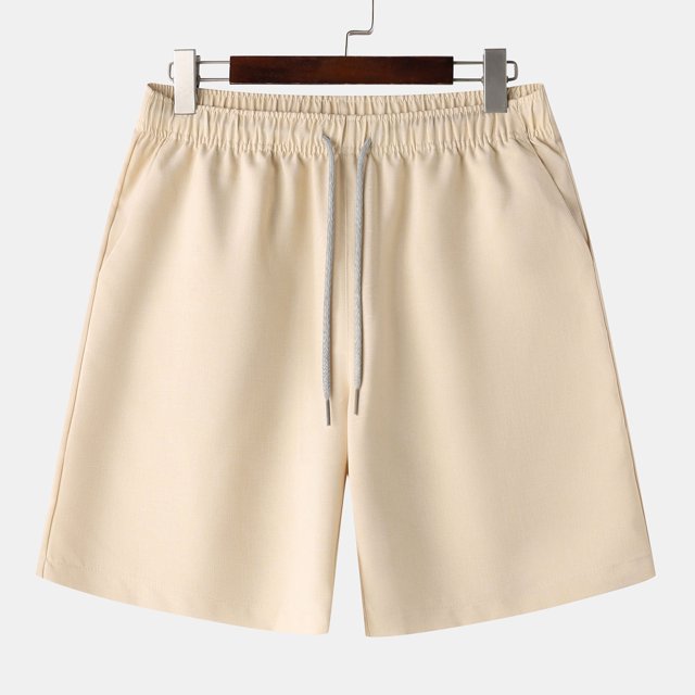 EOYWHK Cotton Linen Shorts for Men Summer Breathable Workout Gym Shorts Mid Waisted Solid Color Running Swimming Sleeping Shorts