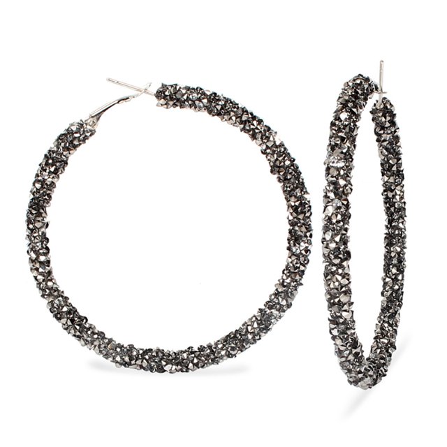Boucles d'Oreilles Créoles pour Femmes Créoles Décoratives en Strass Clip d'Oreille Boucles d'Oreilles Bijoux