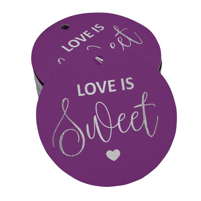 Inkdotpot Pack Of 50 Love Is Sweet Wedding Favor Paper Tags Craft Real Silver Foil Hang Tags