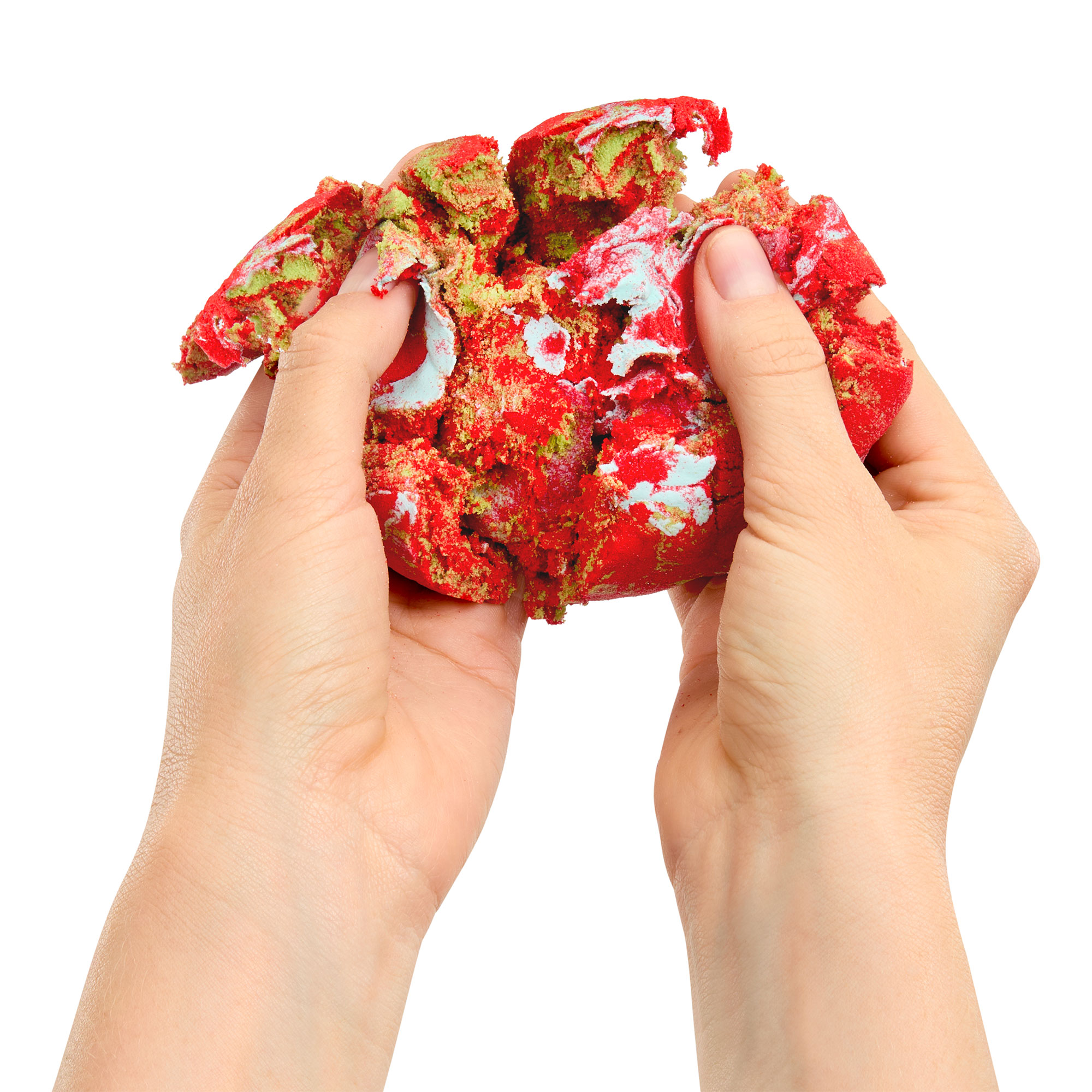 Wonder Factory Never Dry Sand Bag with Never Dry Dough- Red + Lime Green Sand with Light Blue Dough