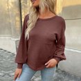 thumbnail image 4 of Timegard Womens T Shirts Long Sleeve Round Neck Basic Tops Casual Comfy Solid Color Blouses, 4 of 6