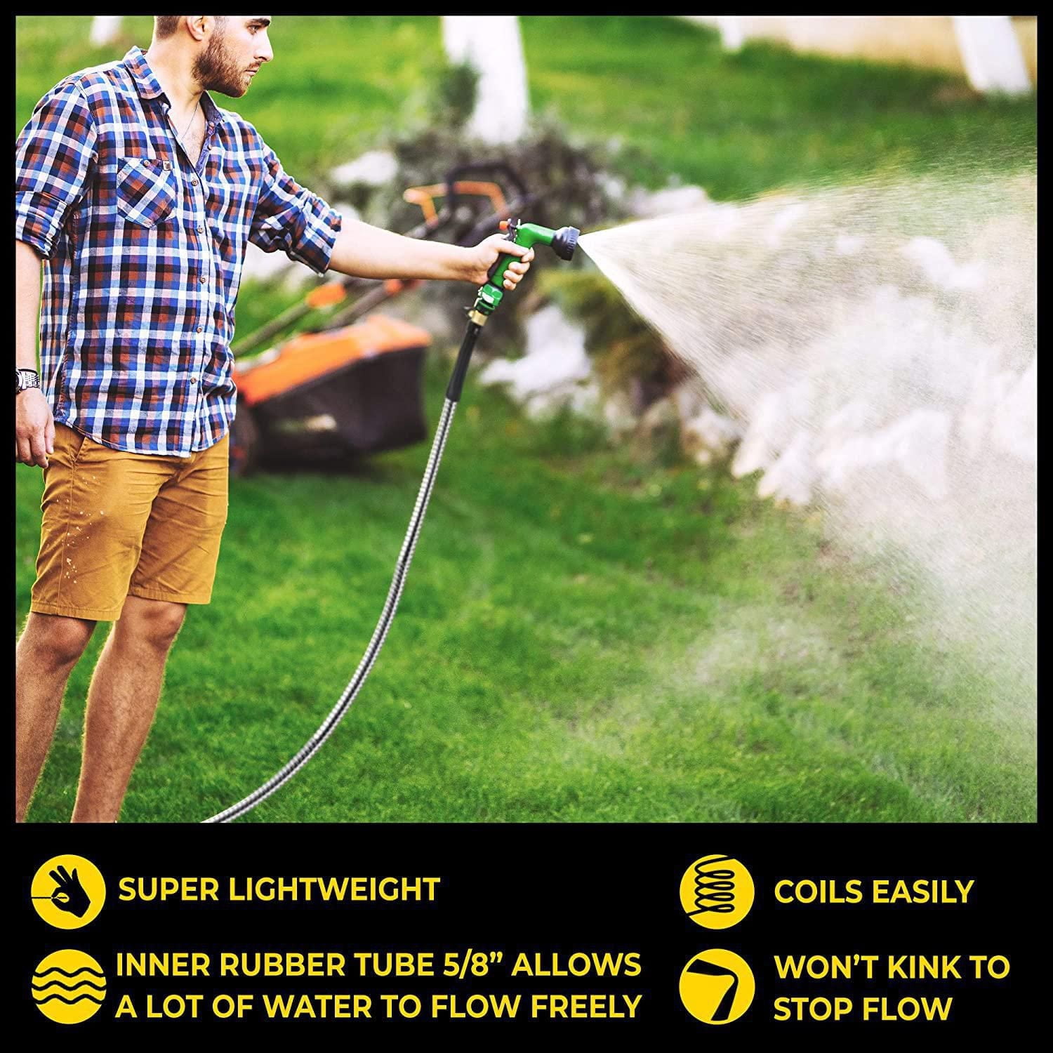 Bionic Steel PRO Garden Hose - 304 Stainless Steel Metal 50 Foot Garden Hose – Heavy Duty Lightweight, Kink-Free, and Stronger Than Ever with Brass Fittings and On/Off Valve