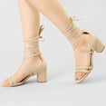 thumbnail image 2 of BLISSFUL STEP Women's Open Toe Color Block Lace Up Heel Sandals, 2 of 7