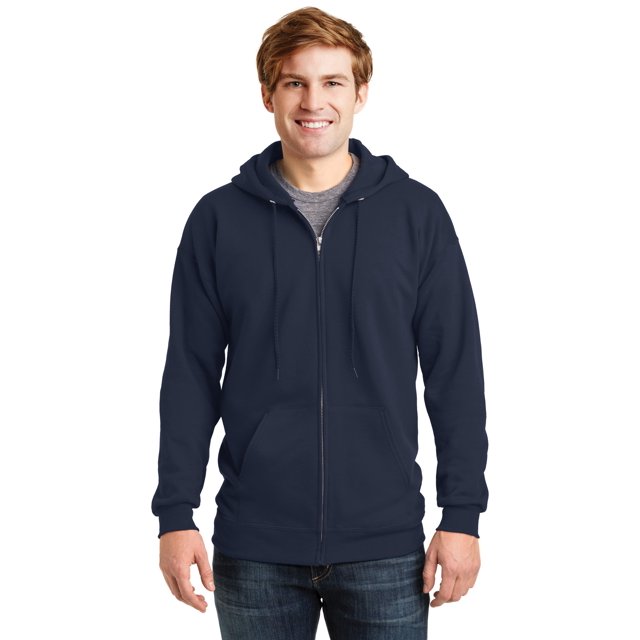 Hanes F280 Ultimate Coton Molleton à Fermeture Éclair Intégrale Chandail à Capuchon pour Adulte Taille Small, Bleu Marine