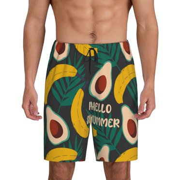 Vsdgher Shorts de Pyjama pour Hommes à Imprimé Banane et Avocat Bas de Détente Shorts de Sommeil Taille Élastique Shorts de Pyjama Légers avec Poches-X-Grand