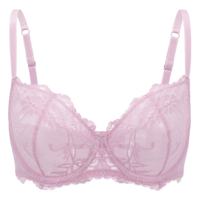 Wingslove Women's Beauty Sheer Lace Non Padded Underwired Unlined Balconette Bra