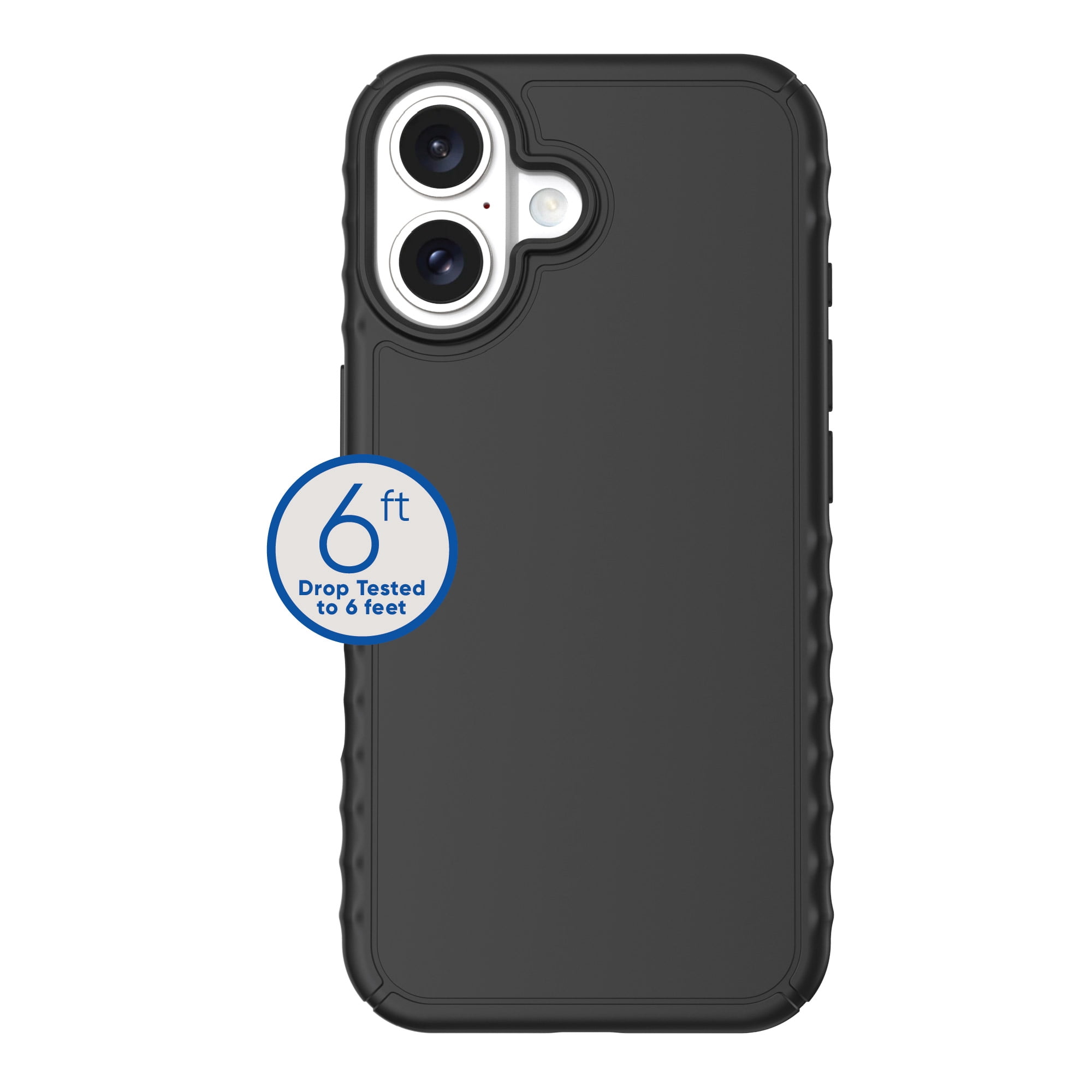 onn. iPhone 16 Protective Gel Case with Corner Protection, Black