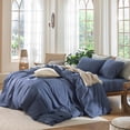 thumbnail image 3 of Bedding Duvet Cover Set Washed Cotton Linen Like Textu Breathable Durable Soft Comfy (Tannish Linen Grey Queen), 3 of 8