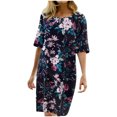 thumbnail image 1 of RKSTN Robe d'Été Décontractée pour Femmes Col Rond Manches Mi-Longues Robe de Plage Imprimé Floral Tunique à Volants, 1 of 8