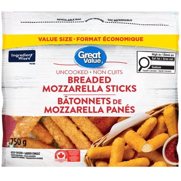 Bâtonnets de mozzarella panés congelé Great Value 750 g