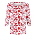 thumbnail image 4 of Penkiiy Chemises de la Saint-Valentin pour Femmes Décontractées Manches 3/4 Col Rond Blouses Imprimé Mignon Tuniques Tops 2025 TG Multicolore, 4 of 5