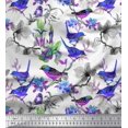 thumbnail image 1 of Soimoi Georgette Viscose Fabric Floral & Sparrow Bird Print Sewing Fabric Yard 42 Inch Wide, 1 of 3