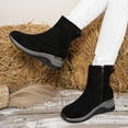 thumbnail image 4 of Women's Slim Suede Wedge Boots, Fall/Winter Style, Comfortable Height Increase, Solid Color, Large Size, Side Zipper, 4 of 9