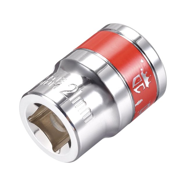 Unique Bargains 1/2-Inch Drive by 21mm Shallow Socket w Red Band, Cr-V, 6-Point, Metric