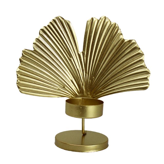 GUOOL Decoration Leaf Candlestick Wrought Iron Candle Holder Leaf Model Crafts Living Golden C