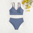 thumbnail image 2 of MIASHUI Girls Swimsuit Bikini Set Bathing Suits Two Piece Solid Color Swimwear Bathing Suit,Blue,12-14 Years, 2 of 5