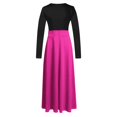 thumbnail image 5 of Robes Semi-Formelles pour Femmes Robe Maxi pour Femmes Unie à Manches Longues à Col Rond à Enfiler Robe Patchwork Robe de Sport S-77 Rose Vif-A TG, 5 of 5
