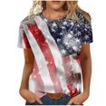 thumbnail image 2 of Hauts d'Été Grande Taille pour Femmes Décontractés T-Shirts d'Été Décontractés pour Femmes à Col Rond à Manches Courtes T-Shirts à Imprimé Drapeau Coupe Ajustée Hauts Basiques Tees Blouses T-Shirt à Col en V pour Femmes en Liquidation, 2 of 6