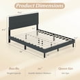 thumbnail image 3 of Costway Queen Size Bed Frame Linen Upholstered Platform Bed Frame with Tufted Headboard, 3 of 10