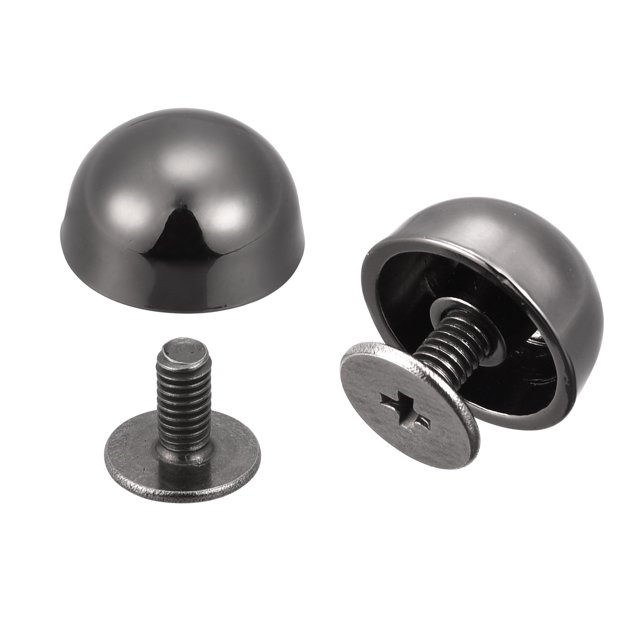 Unique Bargains Clous en Cuir à Tête Ronde Creuse avec Rivets à Vis 12x7 mm Noirs, Lot de 20