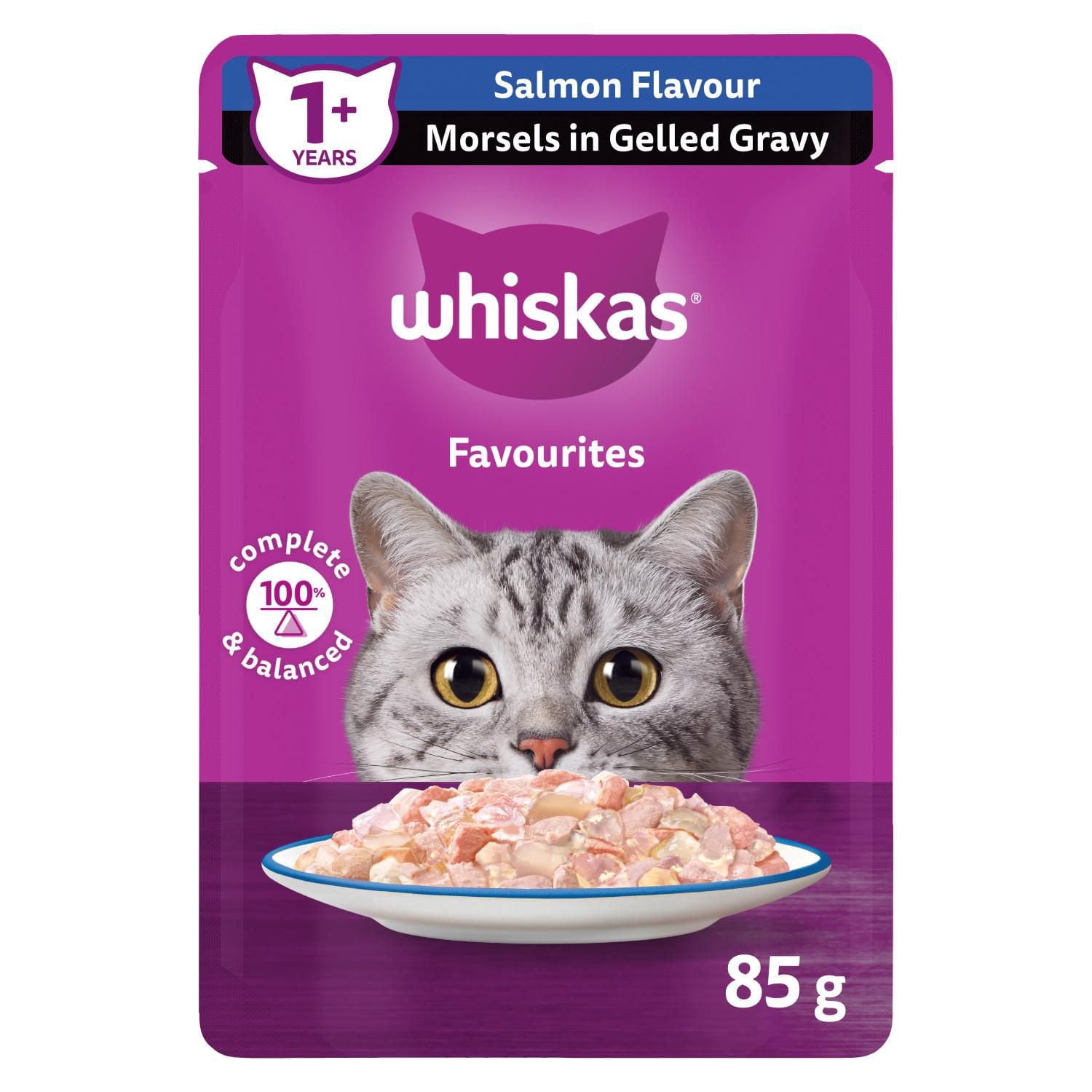 WHISKAS FAVOURITES Morsels in Gelled Gravy Salmon Flavour Pouch Adult Wet Cat Food