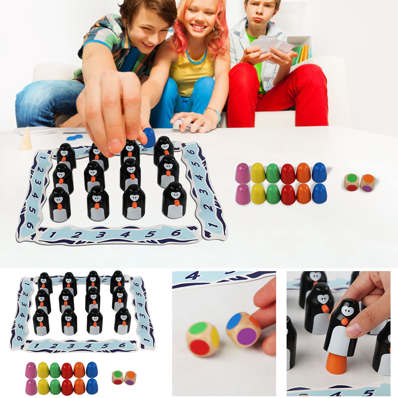 UsRHHA Wooden Penguin Memory Game Set, Color Matching Board Game for KidsEarly Education, Family Memory Skill Building Game for Children