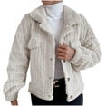 thumbnail image 2 of IROINID Veste Courte de Loisirs pour Femmes, Col à Revers, Couleur Unie, Manches Longues, Beige, 2 of 7