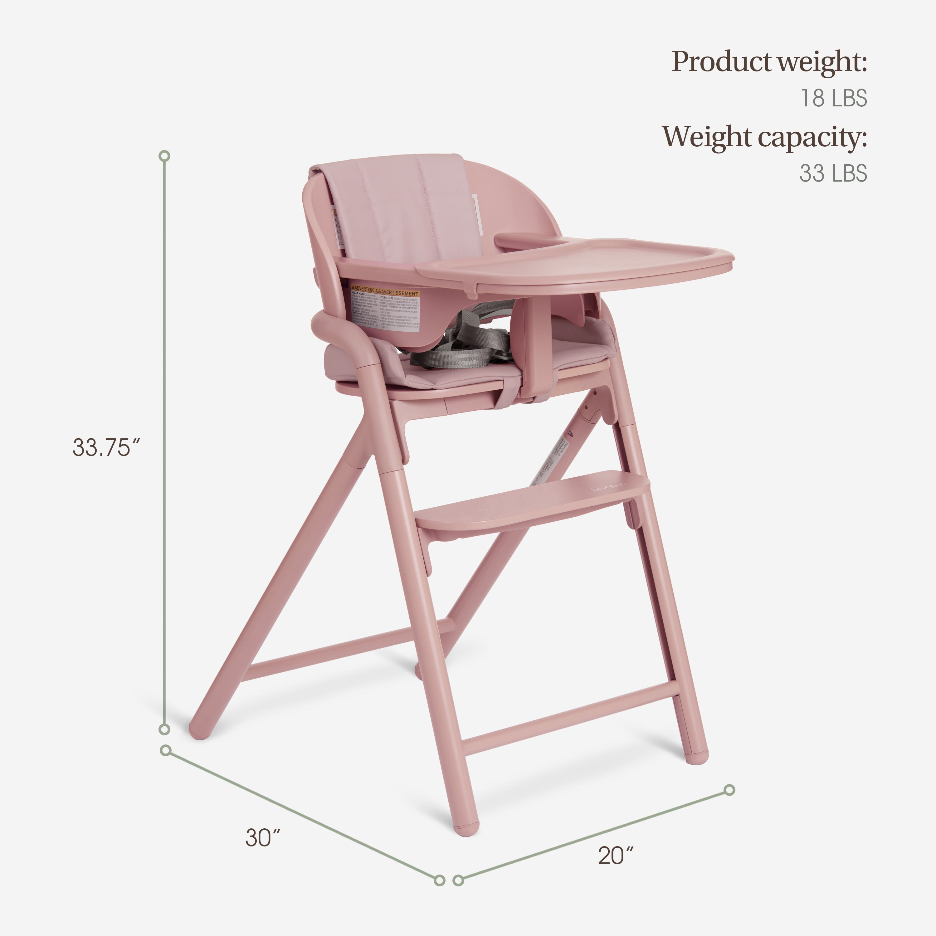 Chaise haute convertible Evolur Step and Savor, Rose Petal