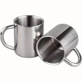 thumbnail image 1 of CNKOO Tasses à Café Incassables à Double Paroi en Acier Inoxydable avec Poignée 13.5oz 400ml Camping Ensemble de 2, 1 of 7