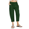 thumbnail image 1 of Penkiiy Women's Casual Wide Leg Capris, Army Green, S, 1 of 5