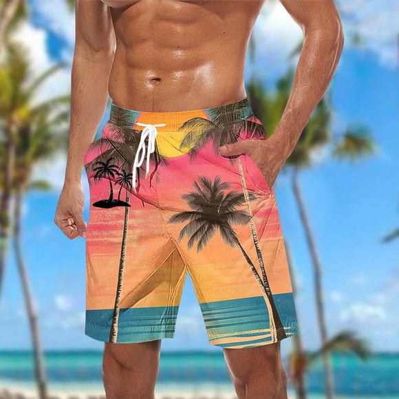 WAENQINLA Maillots de Bain pour Hommes Grande Taille Taille Élastique Séchage Rapide Shorts de Planche Cordon de Serrage Shorts d'Été de Plage Maillot de Bain Tenue de Bain,P-5TG