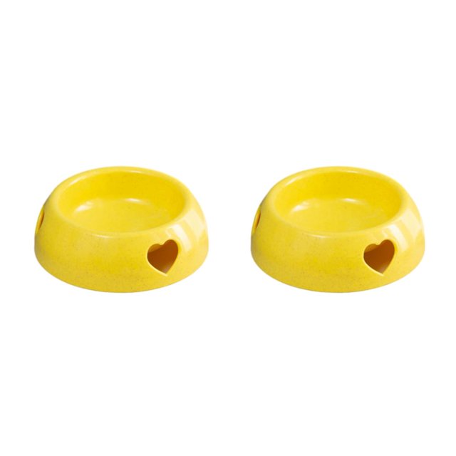 Dalazy Wear-resistant And Durable Plastic Dog Bowl For Long-lasting Bite Resistant yellow small size 2Set