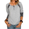 thumbnail image 1 of LAPA Chemise Henley à Boutons à Manches Longues Patchwork pour Femmes, 1 of 5